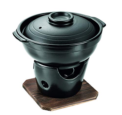 Pearl Metal HB-5220 Paint Pot Irori Pot with Stove Set, Ceramic, Wagokoro Kaiseki, Black