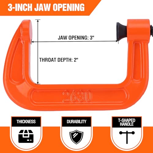 Image of Pony Jorgensen 2630 3-Inch C-Clamp, Orange