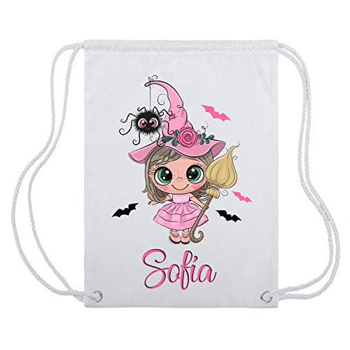 Kembilove: Mochila de Halloween Personalizada de Bruja con Nombre   Mochilas Saco Personalizadas