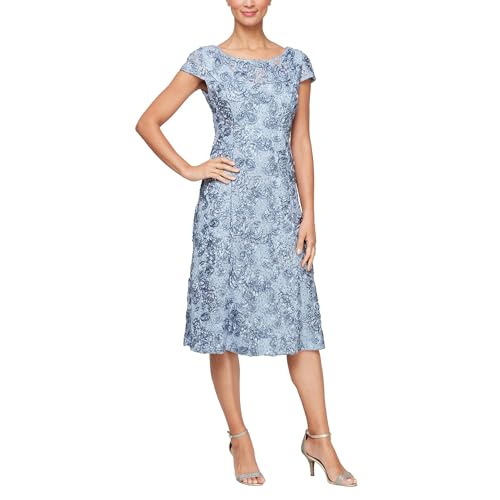 Image of Alex Evenings Women's Tea Length A-line Rosette Dress