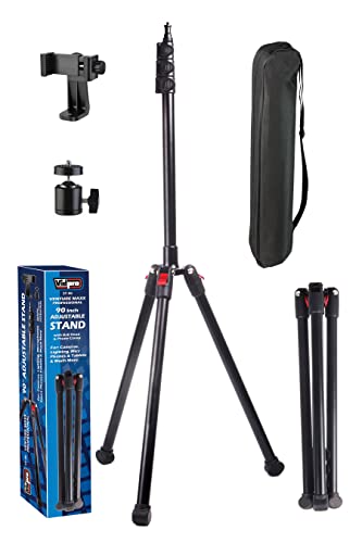 Vidpro ST-90 VentureMaxx Professional 90 Zoll Verstellbarer Ständer - Leichtes Stativ Kompatibel mit Kameras Camcorder Smartphones Ringlichter Mikrofone & Mehr Inklusive Kugelkopf & Klemme thumbnail