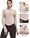 AVGO Women's Cropped Running Workout Jackets Zip Slim Fit Athletic Tops with Thumb Holes(Almond, L)