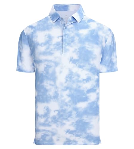 Image of Alex Vando Mens Golf Shirts Short Sleeve Breeze Quick-Dry Print Polo Shirt