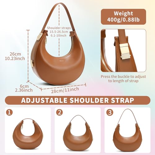 Keyli Shoulder Bag for Women 3 Ways Adjust Strap Clutches Hobo Purses Fashionable Casual Tote Handbags with 2 Zipper Closure3