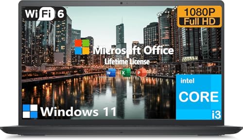 Image of Dell Inspiron 15 3000 Laptop Computer, FHD 15.6-Inch Display, Intel Core i3 Processor, 16GB RAM, 512GB SSD, Windows 11, Microsoft Office Included Lifetime, 10-Key Numeric Pad, Wi-Fi 6, Webcam, Black