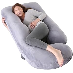 Pregnancy Pillows for Sleeping, U Shaped Full Body Maternity Pillow with Removable Cover – Support for Back, Legs, Belly, HIPS for Pregnant Women, 57 Inch Pregnancy Pillow for Women, Grey