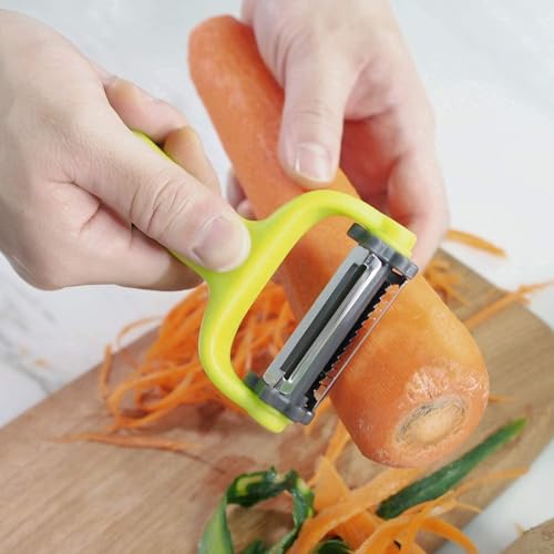 Image of 3-in-1 Vegetable Peeler Multicolor | Stainless Steel Blade Fruit & Vegetable Peeler with Bottle Opener & Cutter | Multi-Functional Kitchen Peeler for Potato, Carrot, Cucumber & Fruits