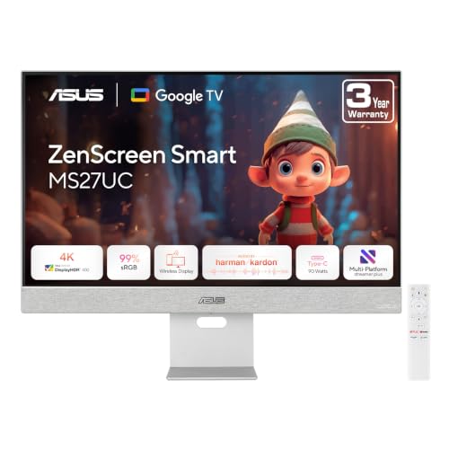 ディスプレイ・モニター本体 ASUS ZenScreen Smart MS27UC Amazon.co.jp: ASUS ZenScreen MS27UC 27インチ 4K USB-C 90W Google