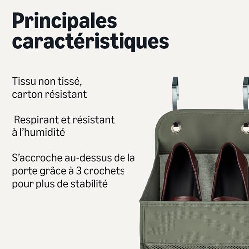 Amazon Basics Organiseur de porte à 5 niveaux, grand format, 38.1 x 16.5 x 139.7 cm, anthracite – Image 4