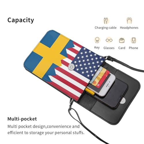 Swedish American Flag Girl'S Phone Purses With Crossbody Strap And Wallet Crossbody Bag For Women3