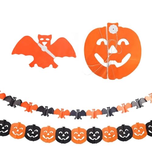 Conjunto de decoração para Halloween, grinalda de papel, 2 unidades, grinalda de papel para Halloween, grinaldas de papel para decoração de festas, Carnaval, Halloween, aterrorizante