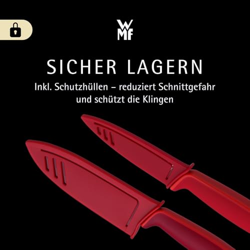 WMF Touch Messerset 2-teilig – scharfes Küchenmesser-Set aus Spezialklingenstahl, antihaftbeschichtet und ergonomisch geformt, mit Schutzhüllen, bestehend aus Kochmesser und Gemüsemesser, rot 6