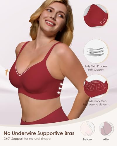 Image of As Fairy Womens Soft Comfortable No Underwire Bras V Neck Seamless Push Up Bralettes Full Coverage Tshirt Brassiere
