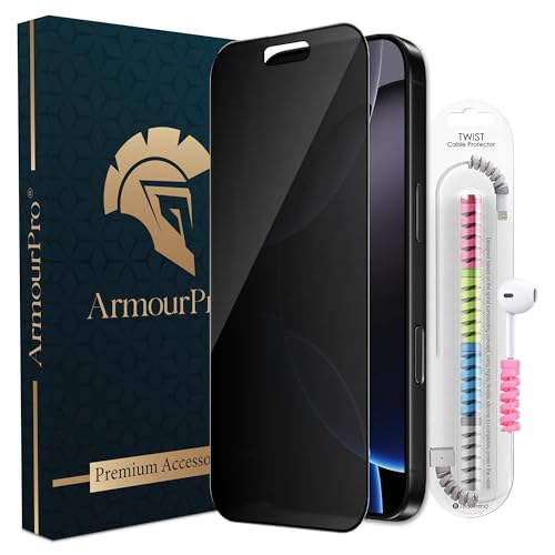 Image of ArmourPro Matte Privacy Tempered Glass for iPhone 15 Pro Max (6.7 Inch) with Edge-to-Edge Protector, Full Screen Coverage and Easy Installation kit (Pack of 2)