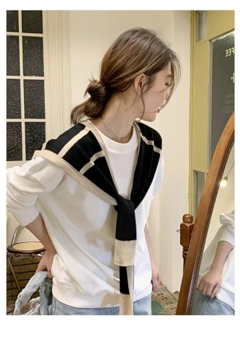 Women's Sweater Shawl Wraps Fisherman Aesthetic Triangle Striped Sweater Scarf Top Downtown Girl Old Money3