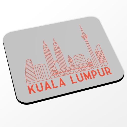 Tapis de Souris Gris - Kuala Lumpur Minimalist Malaisie Culture Architecture Ville - (Dimensions 24 x 20 cm)