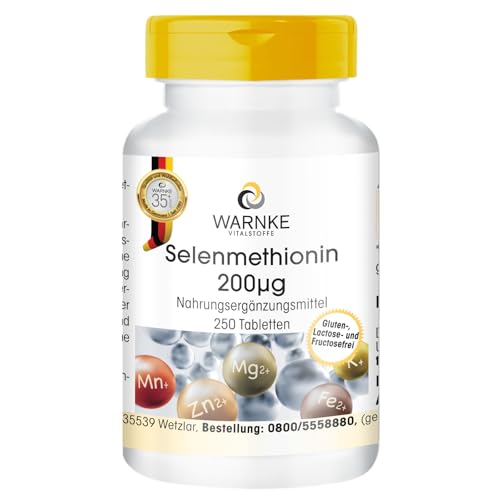 Selen-Tabletten - 200mcg - Selenmethionin - vegan - 250 Tabletten - schluckfreundlich | Warnke Vitalstoffe - Deutsche Apothekenqualität