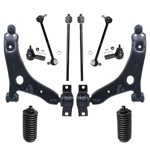 Image of Detroit Axle - 2.0L Front End Suspension Kit for Ford Focus 2006-2007, Struts Lower Control Arms w /Ball Joint Tie Rods Boots Sway Bars Replacement Ready Struts Shocks Assembly - 12pc Set