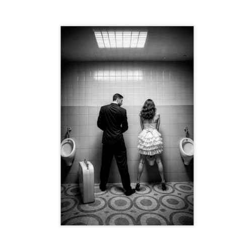 Image of FVKFVK Feminist Funny Bathroom Trendy Gender Equality Canvas Poster Bedroom Decor Landscape Office Room Decor Gift 12" L X 18" W