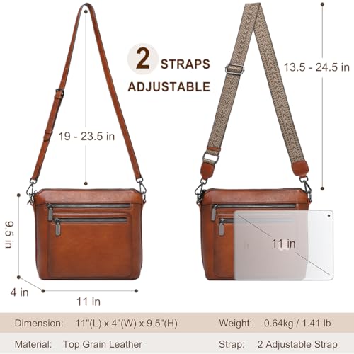 Image of COOLCY Genuine Leather Crossbody Bags for Women Purses and Handbags for Ladies with Multiple Pockets Shoulder Satchel Bag