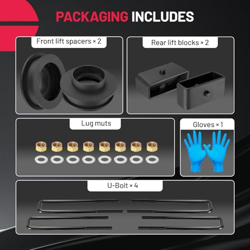 Image of BDFHYK Front and Rear Leveling lift kit Compatible with Chevy Silverado 1500 99-06, Compatible with GMC Sierra 1500 99-06, Iron Billet Strut Spacers Leveling Kit Suspension Leveling Lift Kit