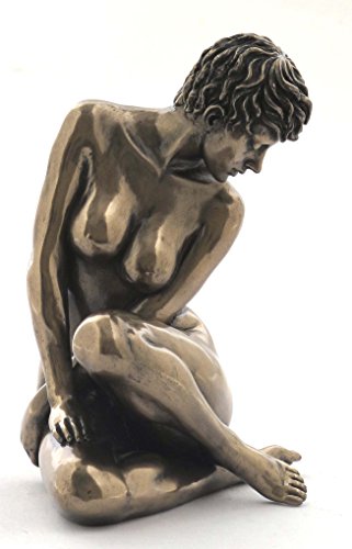 Bronzed Finish Sitting Nude Female Sculpture