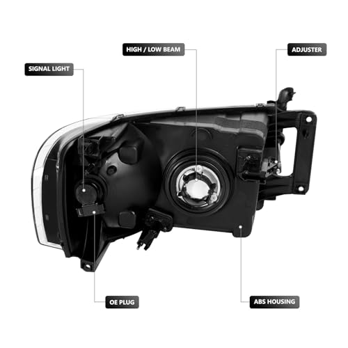 DNA Motoring Black Housing Headlights for 2002–2005 Dodge Ram - Image 4