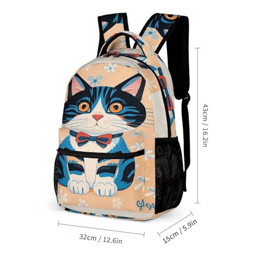 3Pcs Backpack Sets Cute Cheshire Cat Print Travel Daypack 3 in 1 Lightweight Backpack Set with Lunch Bag And Cosmetic Bag2