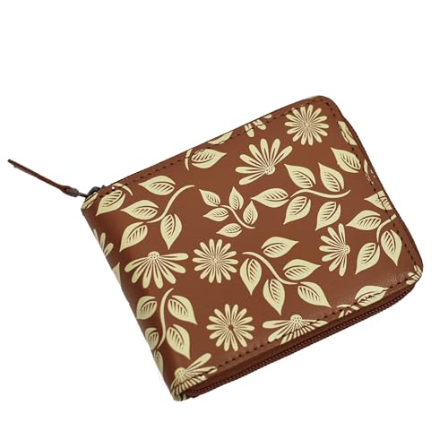 Image of WildHorn Women's Zip Around Wallet - Premium Leather Floral Print Purse | Stylish Clutch with Zipper Closure & Multiple Card Slots for Ladies & Girls