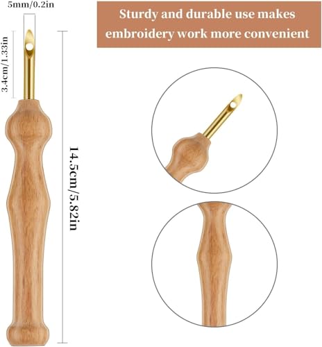 Image of Punch Needle Kit Includes Adjustable Punch Needle Tool with 2.5mm-3.5mm-5mm Metal Needles, Punch Needle Set for Beginner,Perfect for Decoration and Gifts