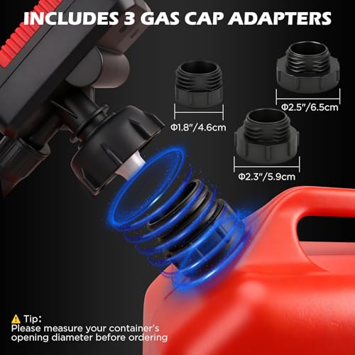 Image of Automatic Fuel Transfer Pump with Auto-Stop Sensor(3.2 GPM), Battery Operated Gas Can Pump with 3 Can Adapters, Extra Long Hose, Portable Fuel Pump for Oil, Diesel, Gasoline (Batteries Not Included)