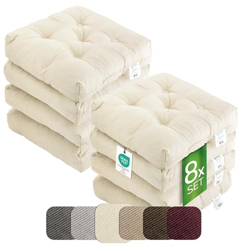 etérea Sitzkissen 42x42 cm 8er Set - Creme 8 cm hoch...