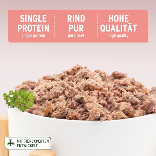 AniForte Barf Hundefutter Nass Rind Pur 6 x 400g – Fleisch Pur, Barffleisch für Hunde, Barffutter, Nassfutter getreidefrei & mit hohem Fleischanteil, Wet Dog Food Dosenfutter