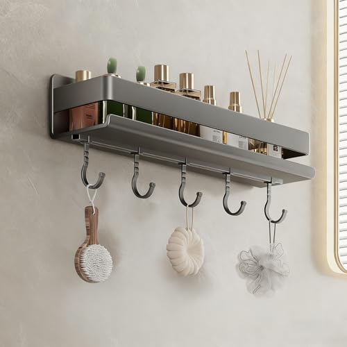 Modern Shower Shelf Organizer No Tools Required Adhesive Caddy Waterproof Rustproof Carbon Steel Space-Saving Design Chic 11 8in