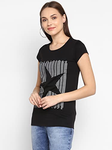 Image of Modeve Women Printed Cotton Blend Half Sleeve Round Neck T-Shirt for Summer