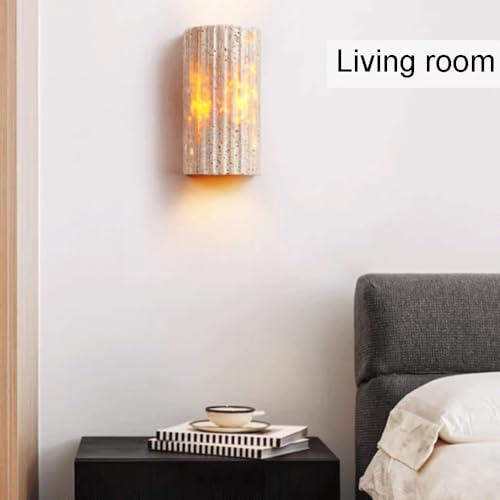 Aplique de pared estilo industrial con luz cálida de travertino amarillo 5