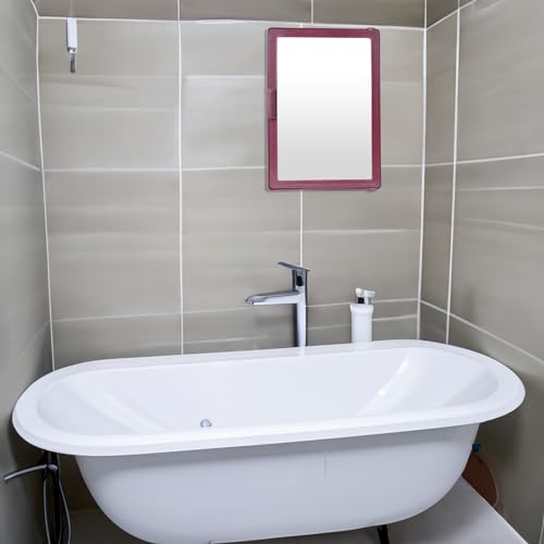 Image of PGen Small Size Mini Wall Mounted Mirror Storage Cabinet Organiser Shelf for Bathroom Kitchen Washbasin Dressing Room (Marooon)