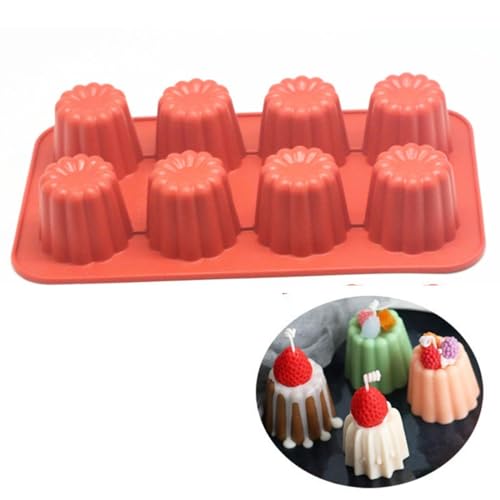 シリコン型、カヌレ型ケーキ型、マフィン カップケーキ ベーキング トレイ、丸型シリンダー シリコン型、ノンスティック カヌレ マフィン 耐熱皿 カップケーキ型 シリカゲル レースケー 8キャビティ