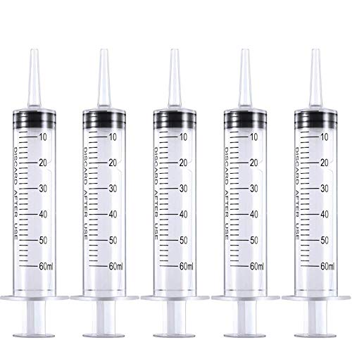 Gufastoe 60ml Syringes with Caps (Pack of 5) for Industrial & Scientific