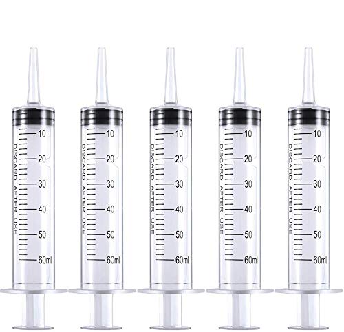 Gufastoe 60ml Syringes with Caps (Pack of 5) for Industrial & Scientific