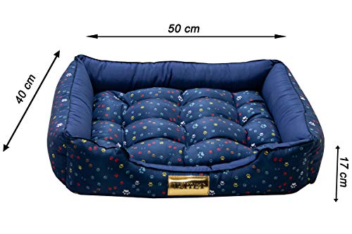 Cama com Colchão Removivel para Cachorro ou Gato Luppet até 5Kg Azul Patinhas M