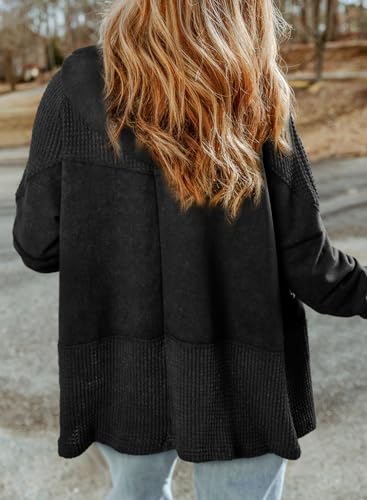 Dokotoo Waffle Womens Knit for 2025 Zip Up Drawstring Contrast Fall Tops Trendy Lightweight Outfits Jackets Clothing3