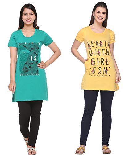 Image of In Love Women's Plus Size Cotton Printed T-Shirt with Pocket - Combo Pack of 2