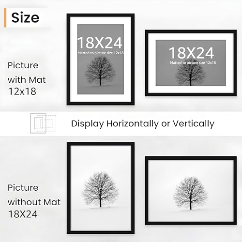Image of Art Street Synthetic Document Large Size Wall Photo Frame, Set of 2 Big Frames For Wall Artwork, Certificates, Picture & Photographs Home Decor (18x24 Inch, Matted To: 12x18 Inch, Black)
