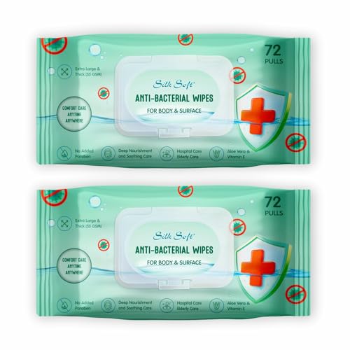 Image of Antibacterial Germ Protection Wet Wipes | 144 Wipes (72 Pulls x 2 Packs) | Alcohol-Free & Skin-Friendly | For Hands, Face, Surfaces & Travel Hygiene