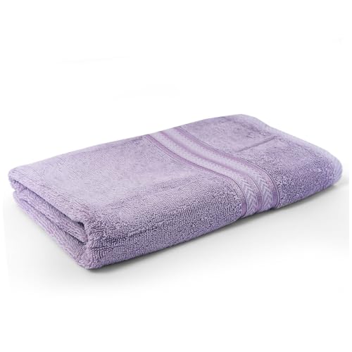 Image of Layers 100% Cotton Bath Towel | True Care Collection | 380 GSM Super Absorbent | Soft & Quick Dry | Shrink & Pill Resistant | Purple Solid Minimalist | 1 Piece for Men & Women | 60 x 120 cm