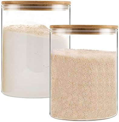 Glass Storage Jars,2 PACK -108oz/3200ml Clear Glass Food Storage Containers with Airtight Bamboo Lid Stackable Kitchen Canisters for Candy,Cookie,Rice,Sugar,Flour,Pasta,Nuts and Spice Jars Glass Storage Jars,2 PACK -108oz/3200ml Clear Glass Food Storage Containers with Airtight Bamboo Lid Stackable Kitchen Canisters for Candy,Cookie,Rice,Sugar,Flour,Pasta,Nuts and Spice Jars