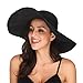 Lanzom Womens Sun Straw Hat Wide Brim Summer Hat Foldable Roll up Large Floppy Beach Hats (Style C-Black)