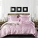 Produktbild Damier Bettwäsche 135x200cm Rosa Satin Bettbezug Set Glatt Glänzend Hochwertiges Satin Deluxe Deckenbezug mit Reißverschluss und Kissenbezug 80 × 80 cm