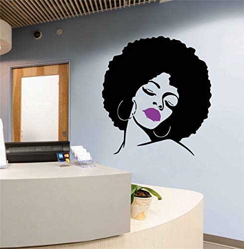 Melissalove Fashion Black Lady Wall Stickers Vinyl Wall Decal Large Wall Sticker Hot Sexy Hair Spa Salon Diy Self-Adhesive Wallpaper Sa214 (Purple Lips) #TOP3